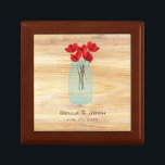 Rustic Mason Jar Red Poppies Wedding Gift Box<br><div class="desc">A rustic and chic wedding gift box with a  Mason jar filled with red poppies on a warm wooden background. CUSTOMIZABLE,  just fill in all the details or let me know and I can personalize it for you.</div>