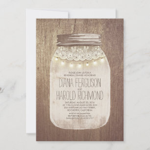Rustic Mason Jar Rehearsal Dinner Invitation