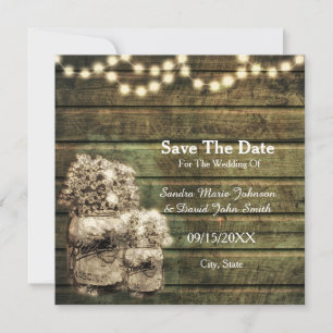 Rustic Mason Jar Save The Date