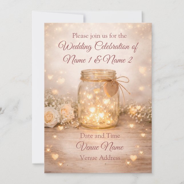 Rustic Mason Jar Save the Date - also digital DL (Front)