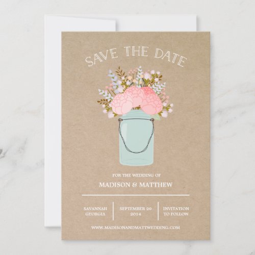 Rustic Mason Jar | Save the Date Announcement