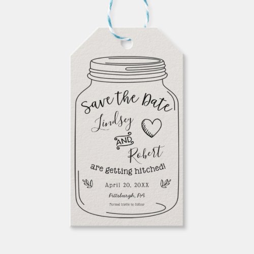 Rustic Mason Jar Save the Date Gift Tags
