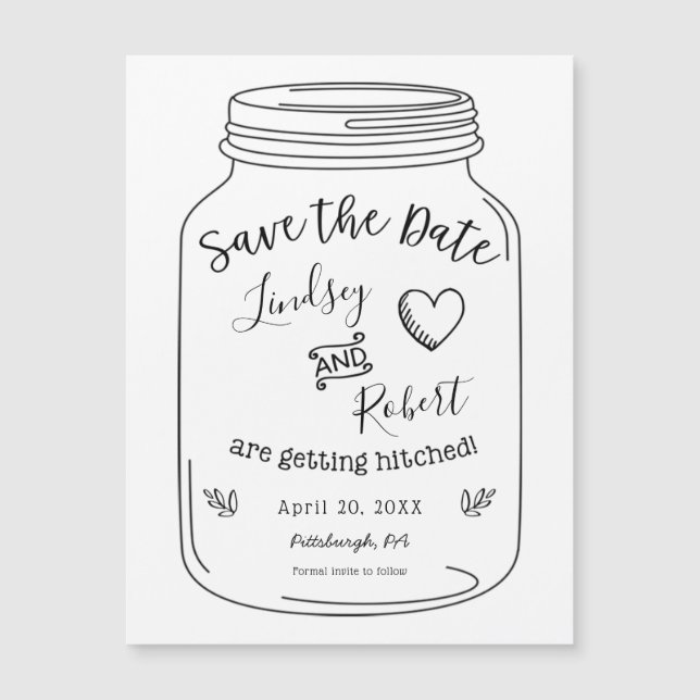 Rustic Mason Jar Save the Date Magnet (Front)