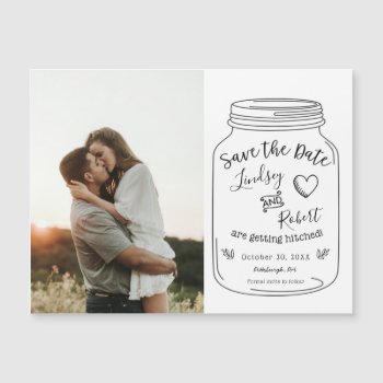 Rustic Mason Jar Save The Date With Photo by AdorePaperCo at Zazzle