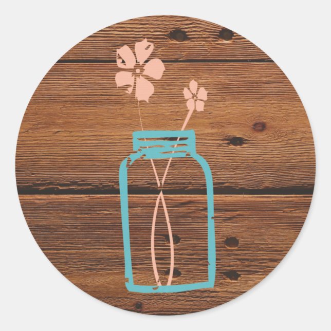 Rustic Mason Jar Sticker (Front)