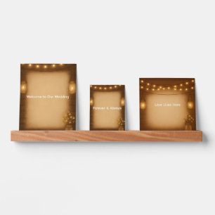 Rustic Mason Jar & String Lights Picture Ledge