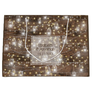 Rustic Mason Jar String Lights Romantic Large Gift Bag