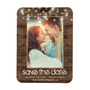 Rustic Mason Jar String Lights Save The Date Photo Magnet
