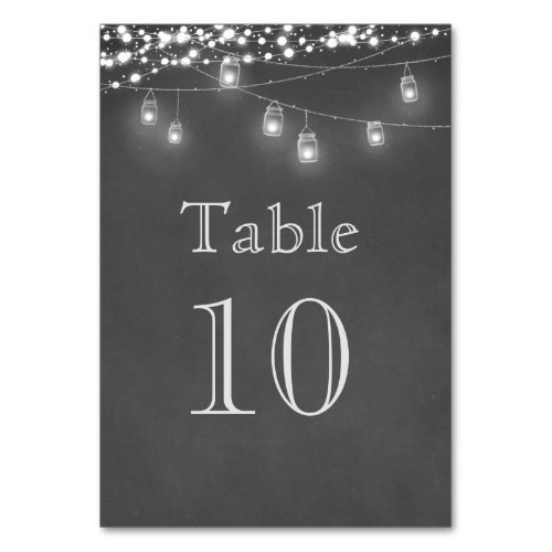 Rustic Mason Jar String Lights Table Number