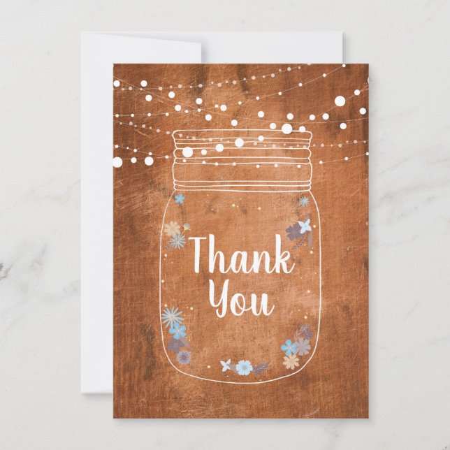 Rustic Mason Jar String Lights Thank You (Front)