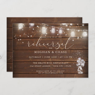 Rustic Mason Jar String Lights theBarefootBride™ Invitation
