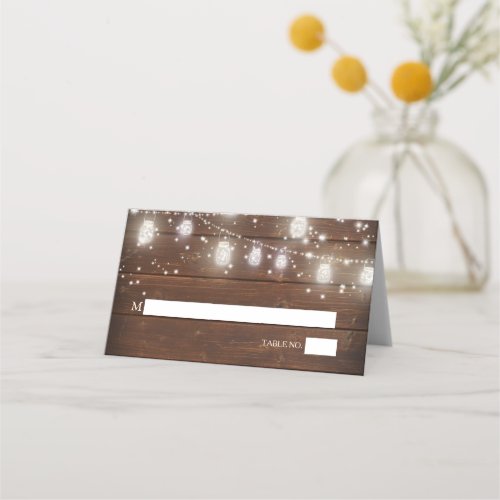 Rustic Mason Jar String Lights theBarefootBride Place Card