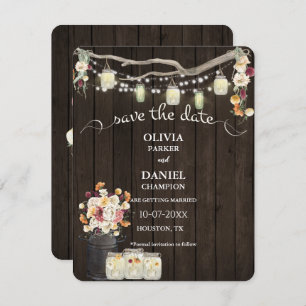 Rustic Mason Jar String Lights Watercolor Flowers