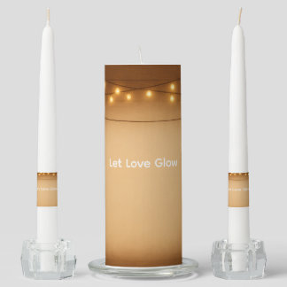 Rustic Mason Jar & String Lights Wedding Candle