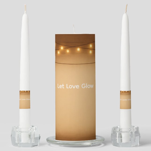 Rustic Mason Jar & String Lights Wedding Candle (Front)