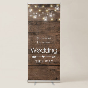 Rustic Mason Jar String Lights Wedding Directional Retractable Banner