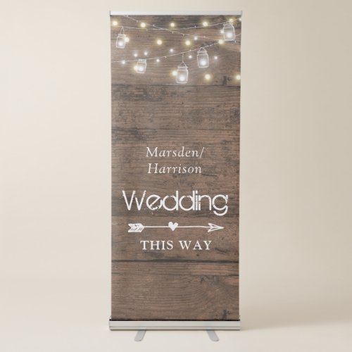 Rustic Mason Jar String Lights Wedding Directional Retractable Banner