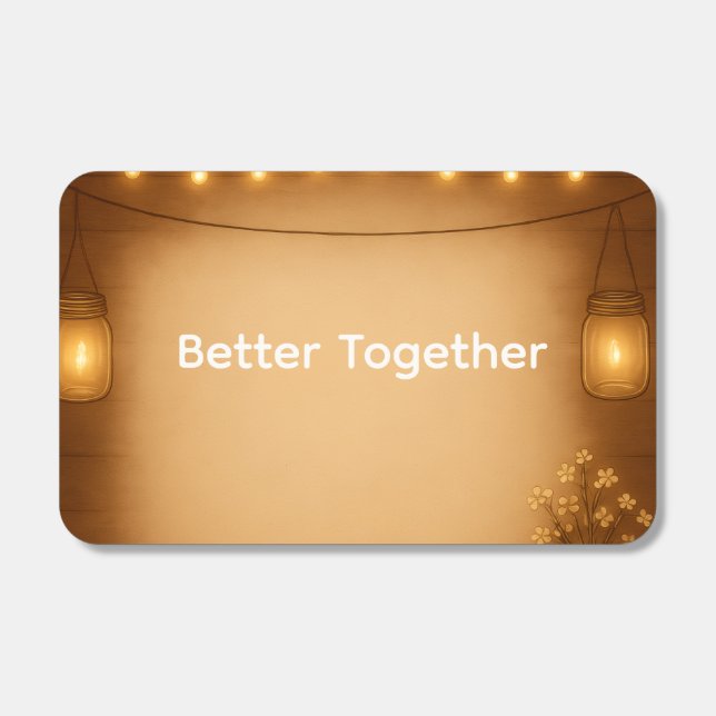 Rustic Mason Jar & String Lights Wedding Matches (Front)