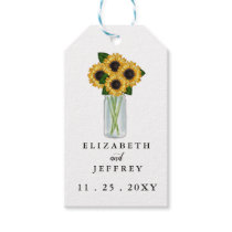 Rustic Mason Jar Sunflowers Wedding  Gift Tags