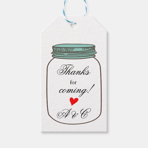 Rustic Mason Jar Thank You Gift Tags Zazzle
