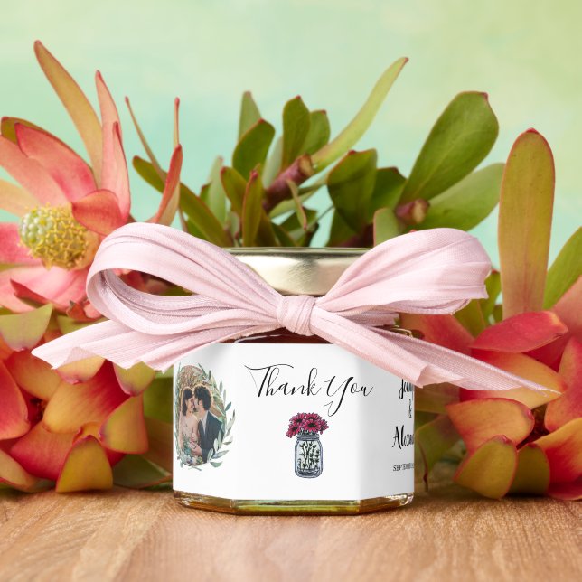 Rustic mason jar thank you photo wedding honey jar favors (Insitu (Wedding))