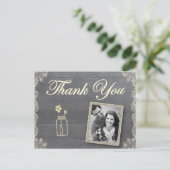 Rustic Mason Jar Thank you postcards (Standing Front)