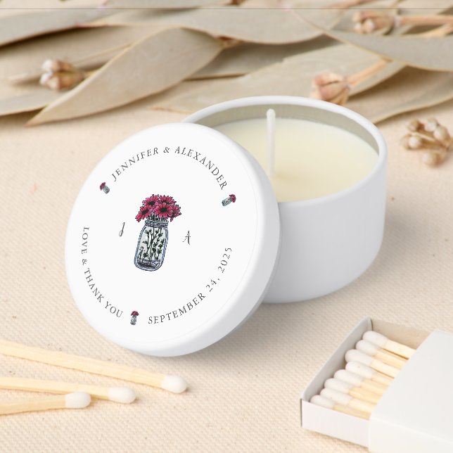 Rustic mason jar thank you wedding mini candle favors (Insitu)