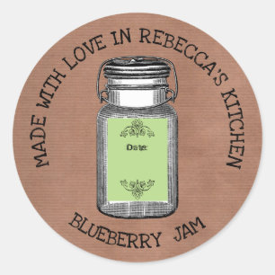 Rustic Mason Jar Vintage Canning Jam Homemade Classic Round Sticker