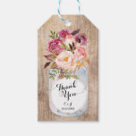 Rustic Mason Jar Watercolor Flowers Thank You Gift Tags at Zazzle