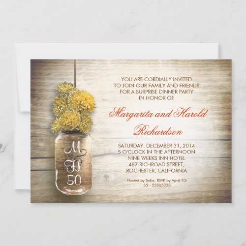 rustic mason jar wedding anniversary invitations