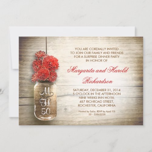 rustic mason jar wedding anniversary invitations