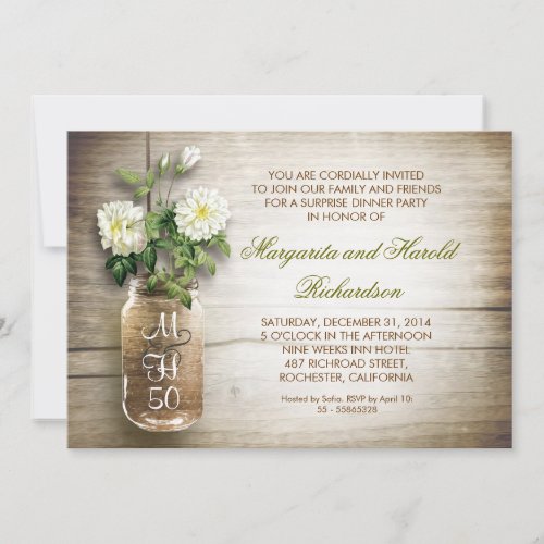 rustic mason jar wedding anniversary invitations