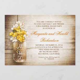 rustic mason jar wedding anniversary invitations