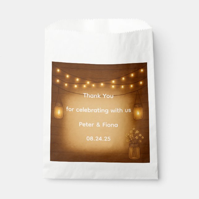 Rustic Mason Jar Wedding Favor Bag (Front)