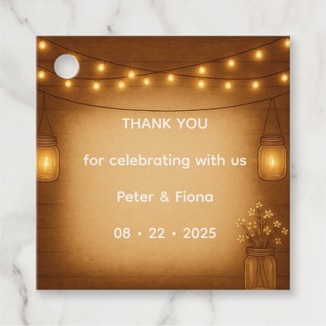 Rustic Mason Jar Wedding Favor Tag (Front)