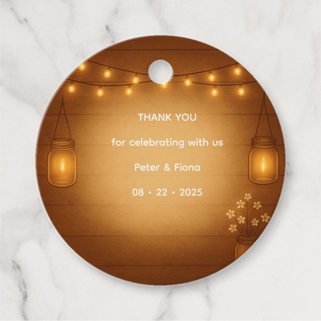 Rustic Mason Jar Wedding Favor Tag (Front)