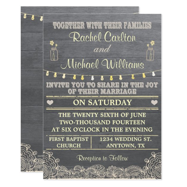 Rustic Mason Jar Wedding Invitation