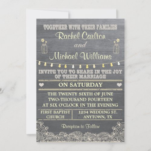 Rustic Mason Jar Wedding Invitation