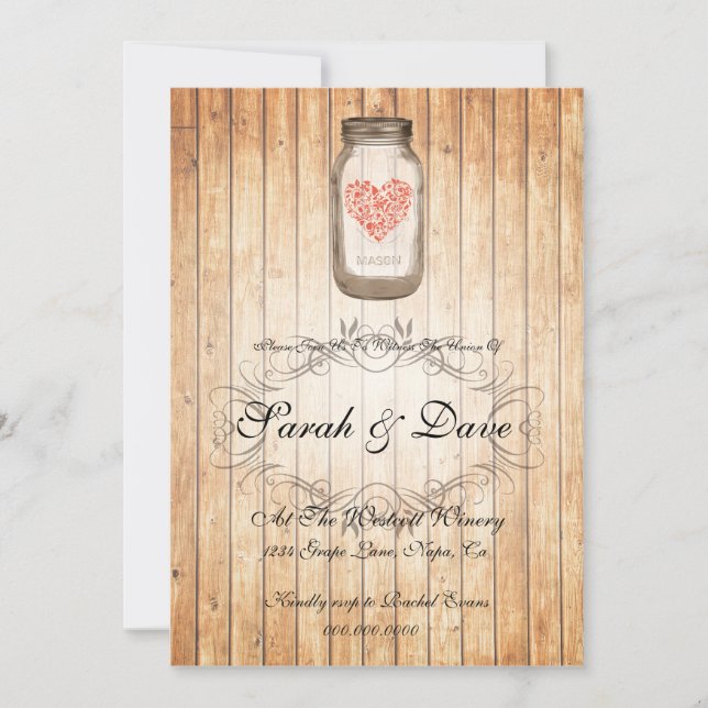 Rustic Mason Jar Wedding Invitation (Front)