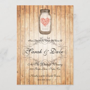 Rustic Mason Jar Wedding Invitation by geniusmomentbranding at Zazzle