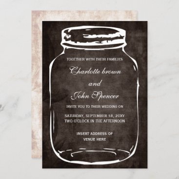 rustic mason jar wedding invitation