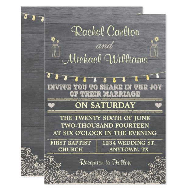 Rustic Mason Jar Wedding Invitation 2