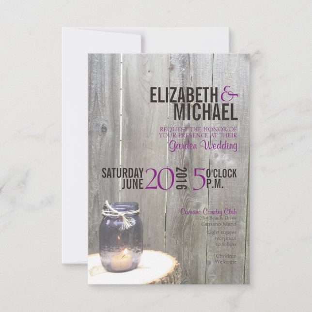 Rustic Mason Jar Wedding Invitation Template (Front)