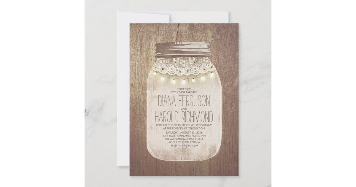 Rustic Mason Jar Wedding Invitations | Zazzle