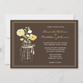 Rustic Mason Jar Wedding Invitations