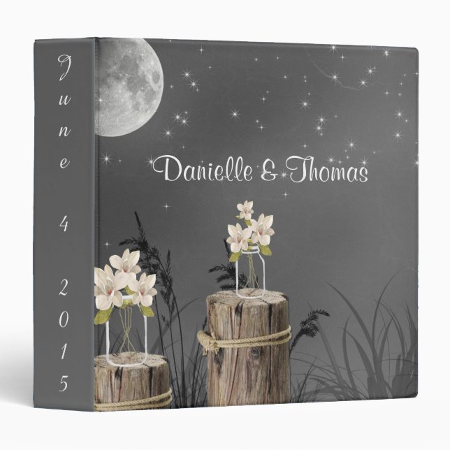 Rustic Mason Jar Wedding Photo Album 3 Ring Binder (Front/Spine)