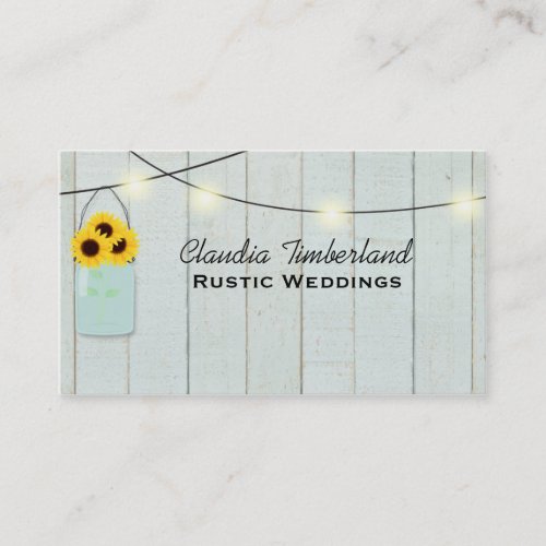Rustic Mason Jar Wedding Planner Business Card