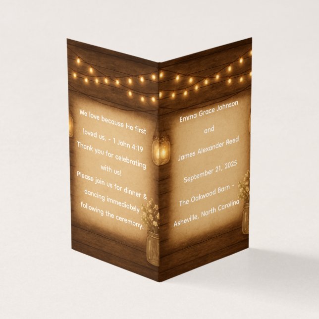 Rustic Mason Jar Wedding Program Template (Outside)