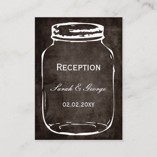 Customizable rustic mason jar wedding Reception Cards Business Card