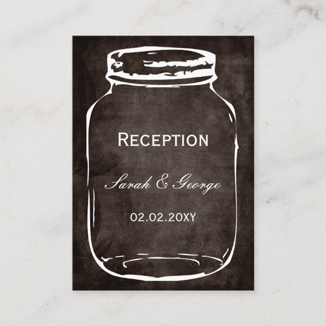 rustic mason jar wedding Reception Cards (Front)